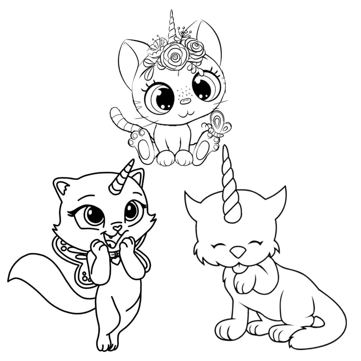 Cutest unicorn cat coloring pages free