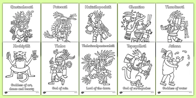 Aztec gods coloring sheets teacher