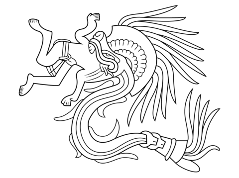 Quetzalcoatl aztec god coloring page free printable coloring pages