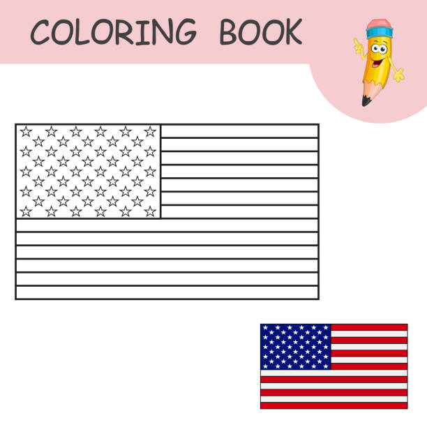 Bandera de los estados unidos para colorear ilustraciones de stock grãficos vectoriales libres de derechos y clip art