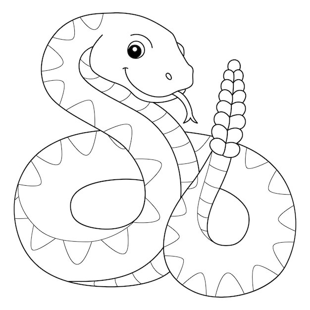 Premium vector rattlesnake animal isolated coloring page for kids