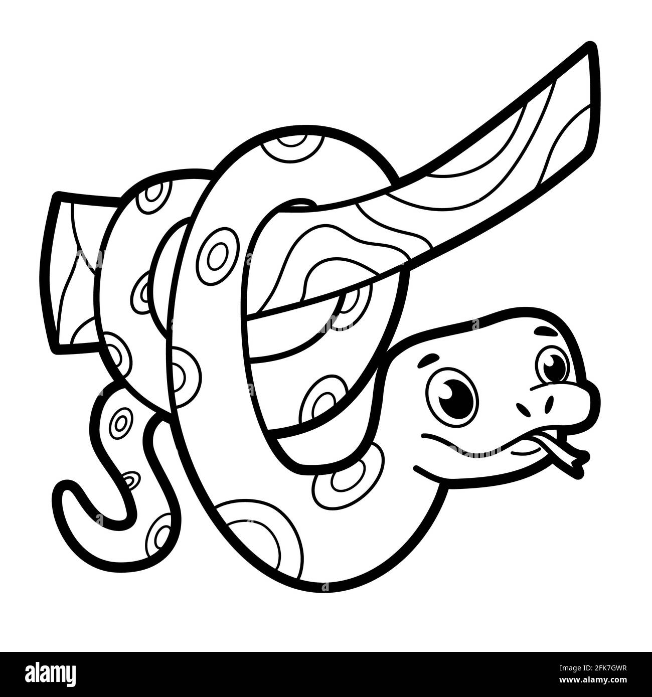 Coloring book or page for kids snake black and white illustration stock photo