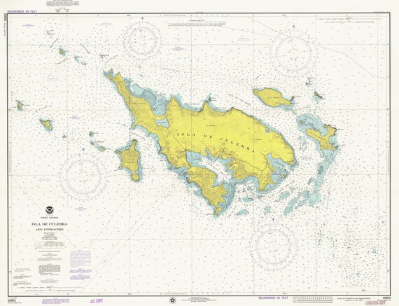 Culebra map nautical chart print