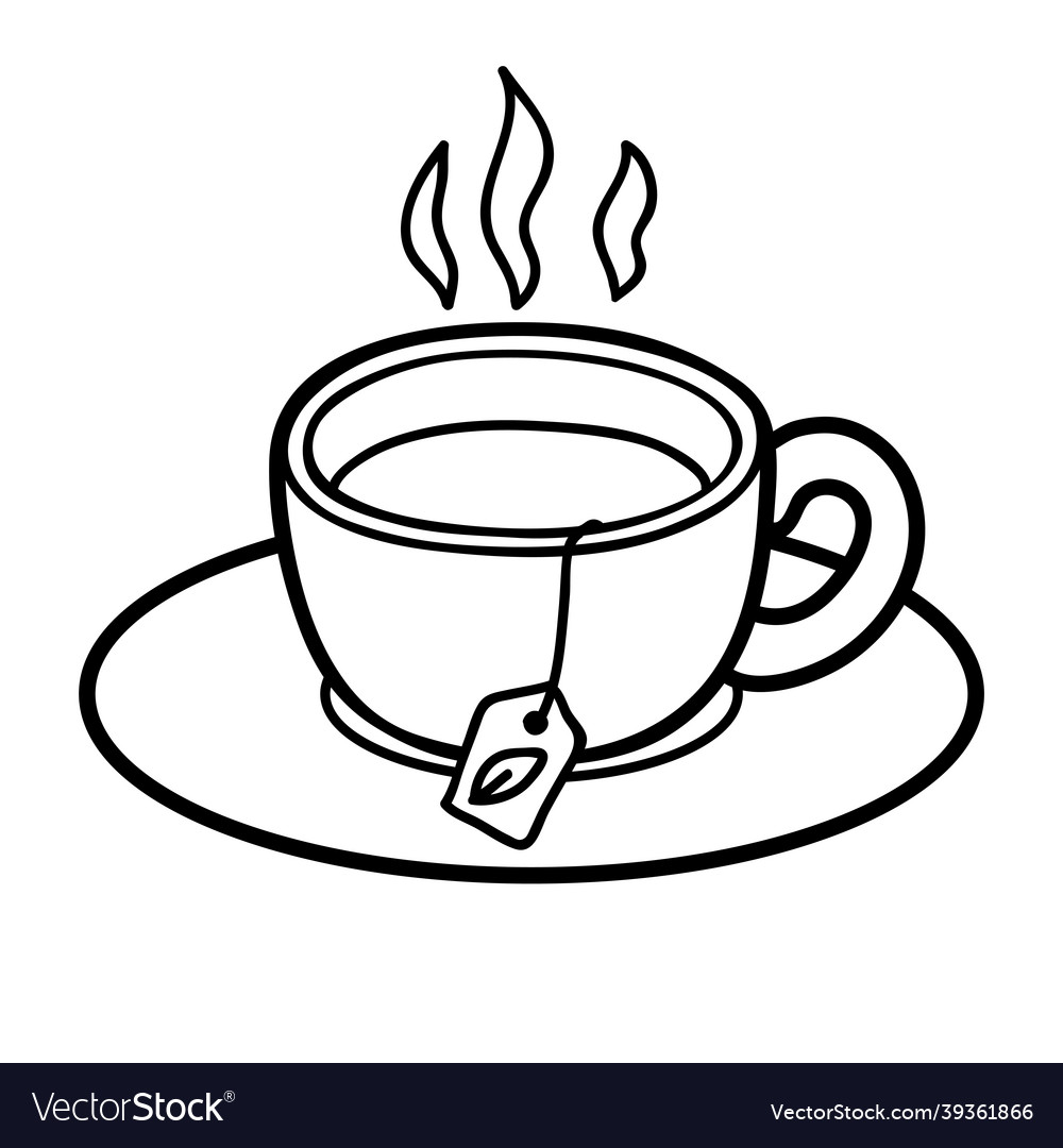 Coloring book cup of tea royalty free vector image