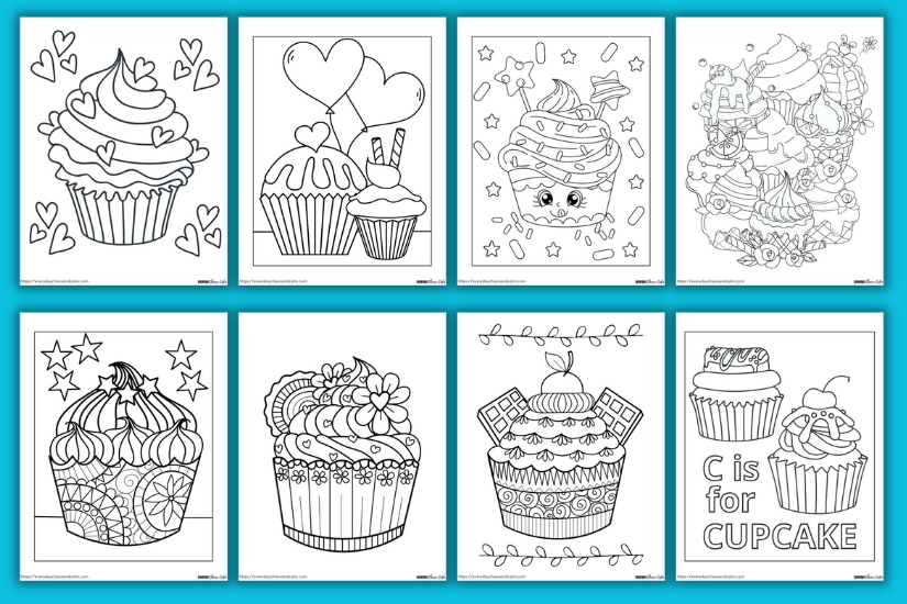 Free printable cupcake coloring pages