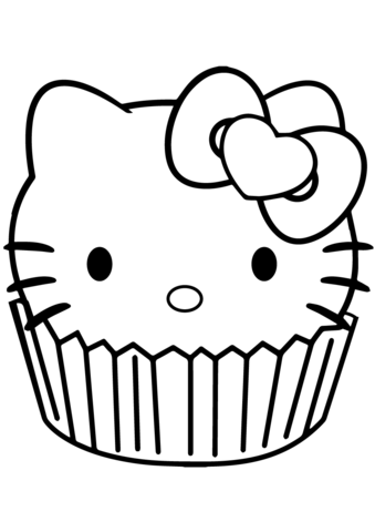 Hello kitty cupcake coloring page free printable coloring pages