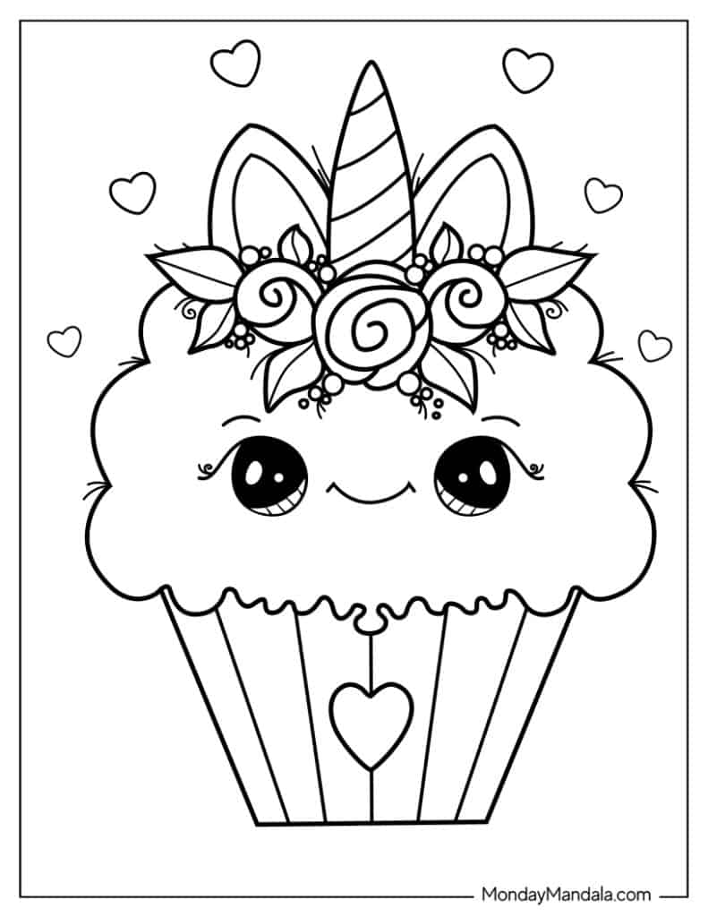 Cupcake coloring pages free pdf printables