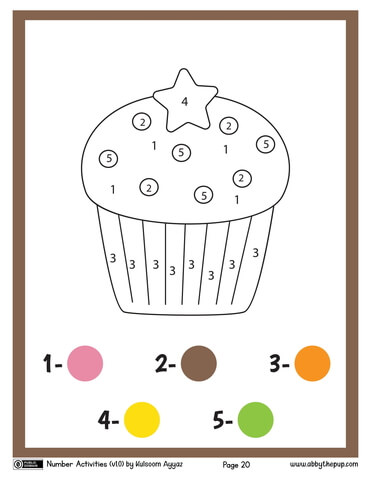 Muffin color by number free printable coloring pages