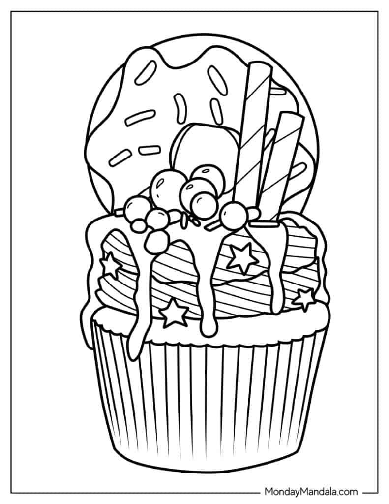 Cupcake coloring pages free pdf printables