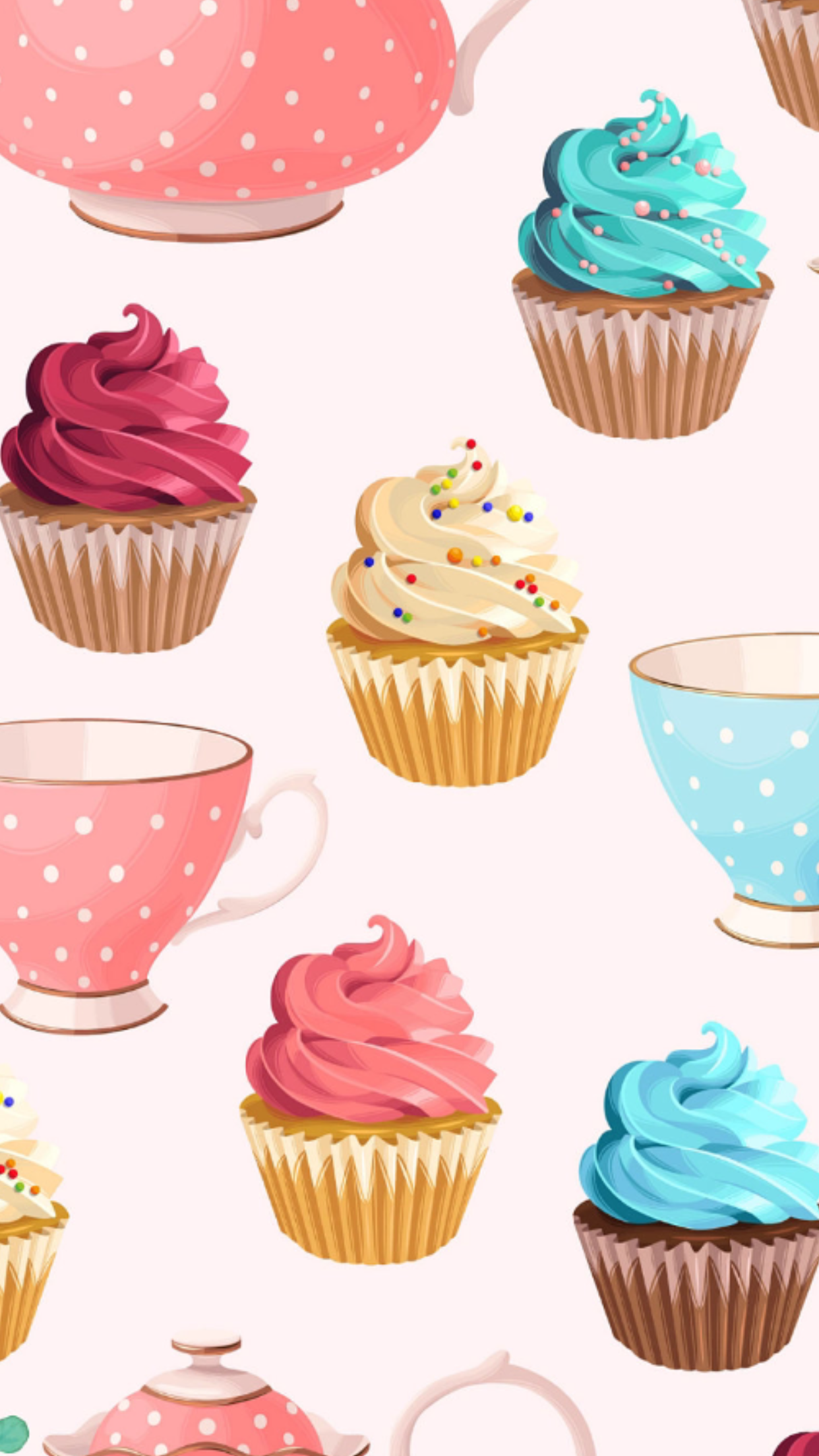 Cupcakes and tea planos de fundo fundo do iphone papeis de parede para iphone