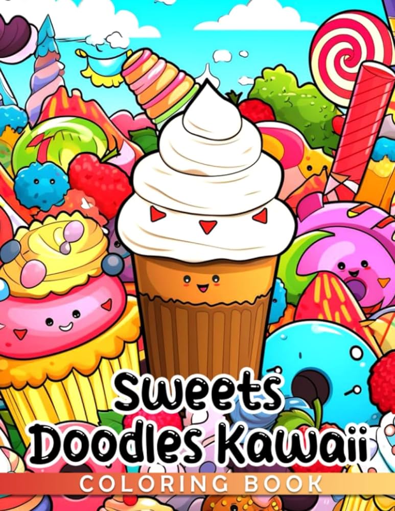 Sweet doodl kawaii coloring book beautiful stuffs coloring pag with wonderful illustrations for kids to have fun and relax ideal gift for birthdays day torr ella