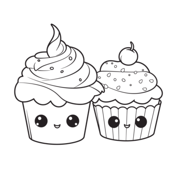 Kawaii cupcake coloring pages free printable printable cupcake coloring pages to print for your kids with a big heart outline sketch drawing vector heart drawing kawaii drawing cake drawing png and vector