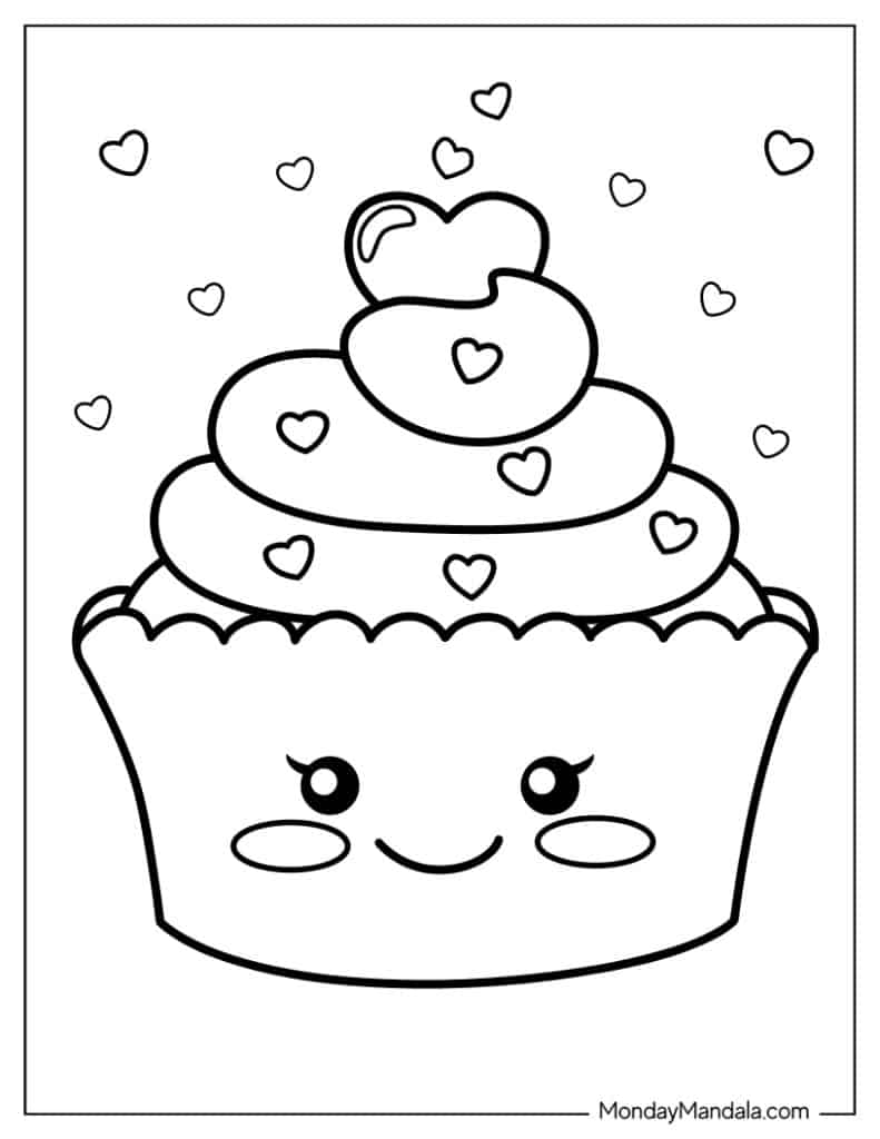 Cupcake coloring pages free pdf printables