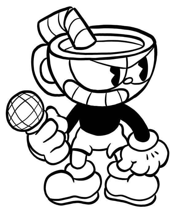 Free easy to print cuphead coloring pages