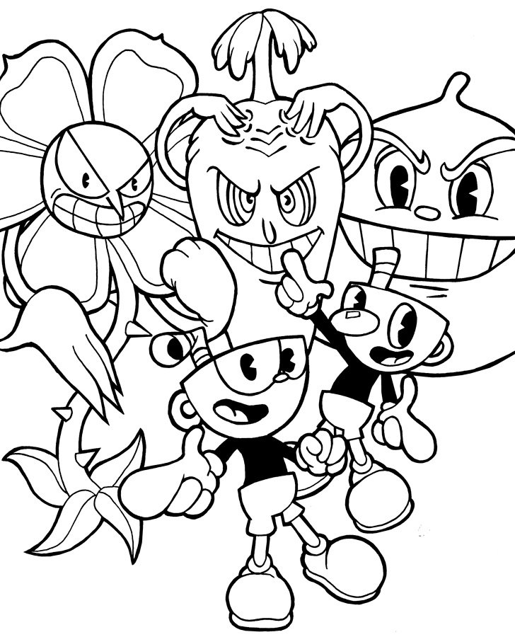 Cuphead coloring pages printable for free download