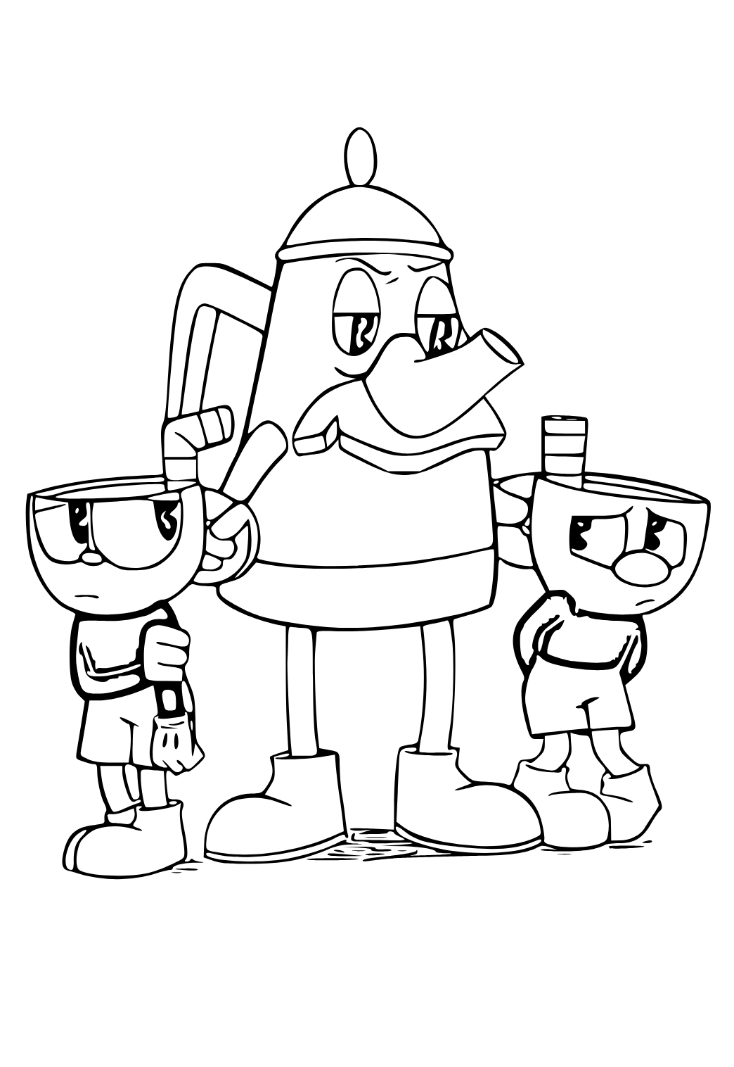 Free printable cuphead characters coloring page for adults and kids