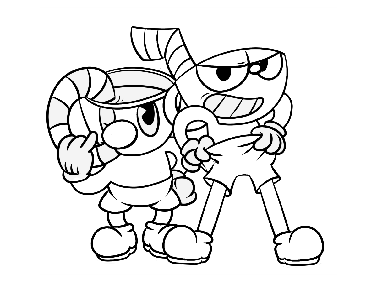 Cuphead coloring pages print and color