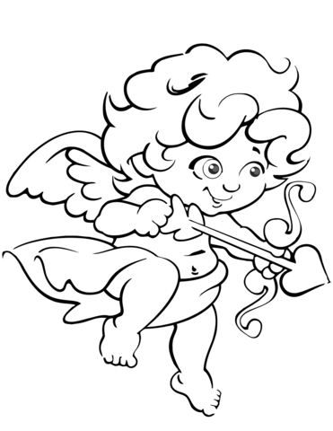 Cute valentine cupid coloring page free printable coloring pages