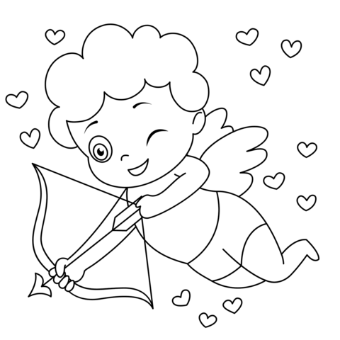 Cute cupid coloring page free printable coloring pages