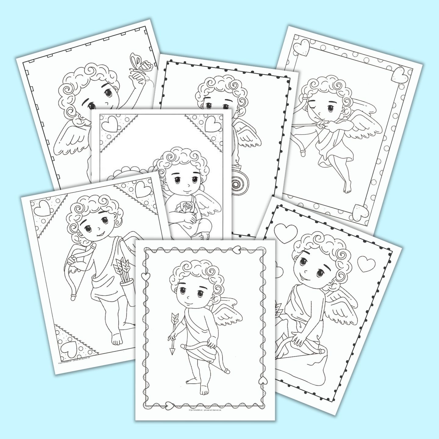 Free printable cupid coloring pages for valentines day