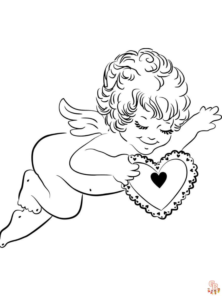 Printable cupid coloring pages free for kids and adults