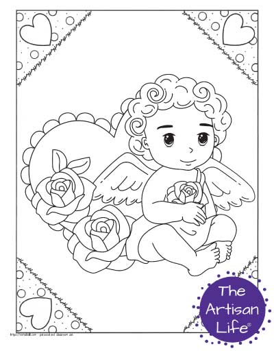 Free printable cupid coloring pages for valentines day