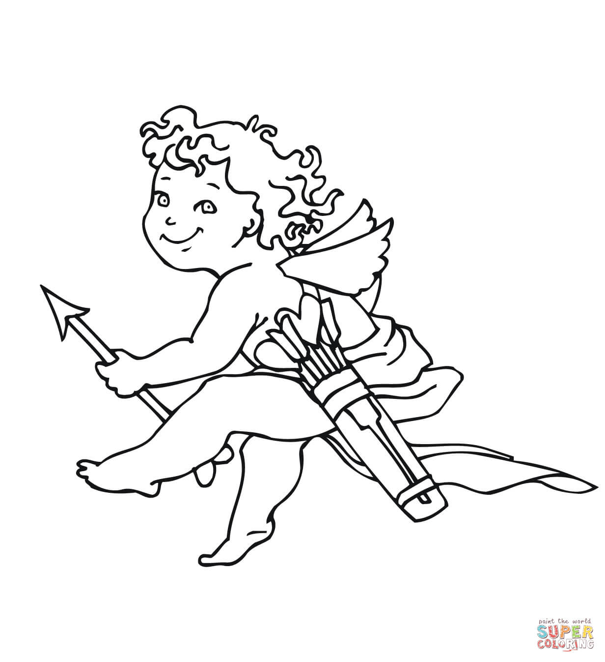 Valentines day cupid coloring page free printable coloring pages