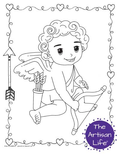 Free printable cupid coloring pages for valentines day