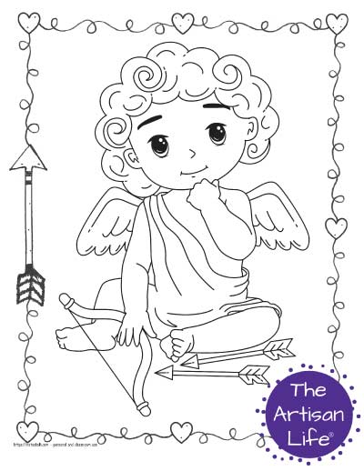 Free printable cupid coloring pages for valentines day