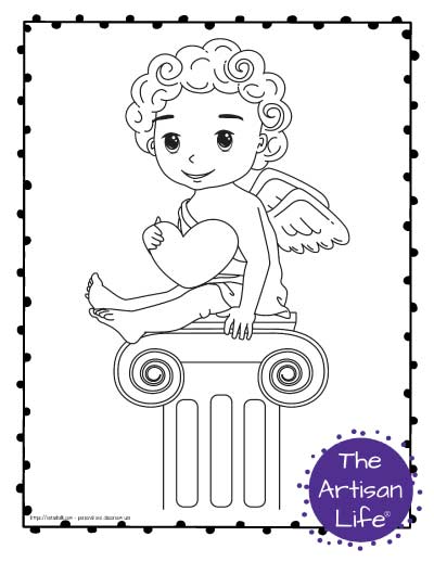 Free printable cupid coloring pages for valentines day