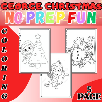 Printable curious george christmas coloring pages holiday december no prep