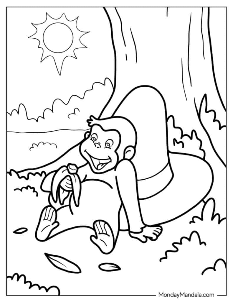 Curious george coloring pages free pdf printables