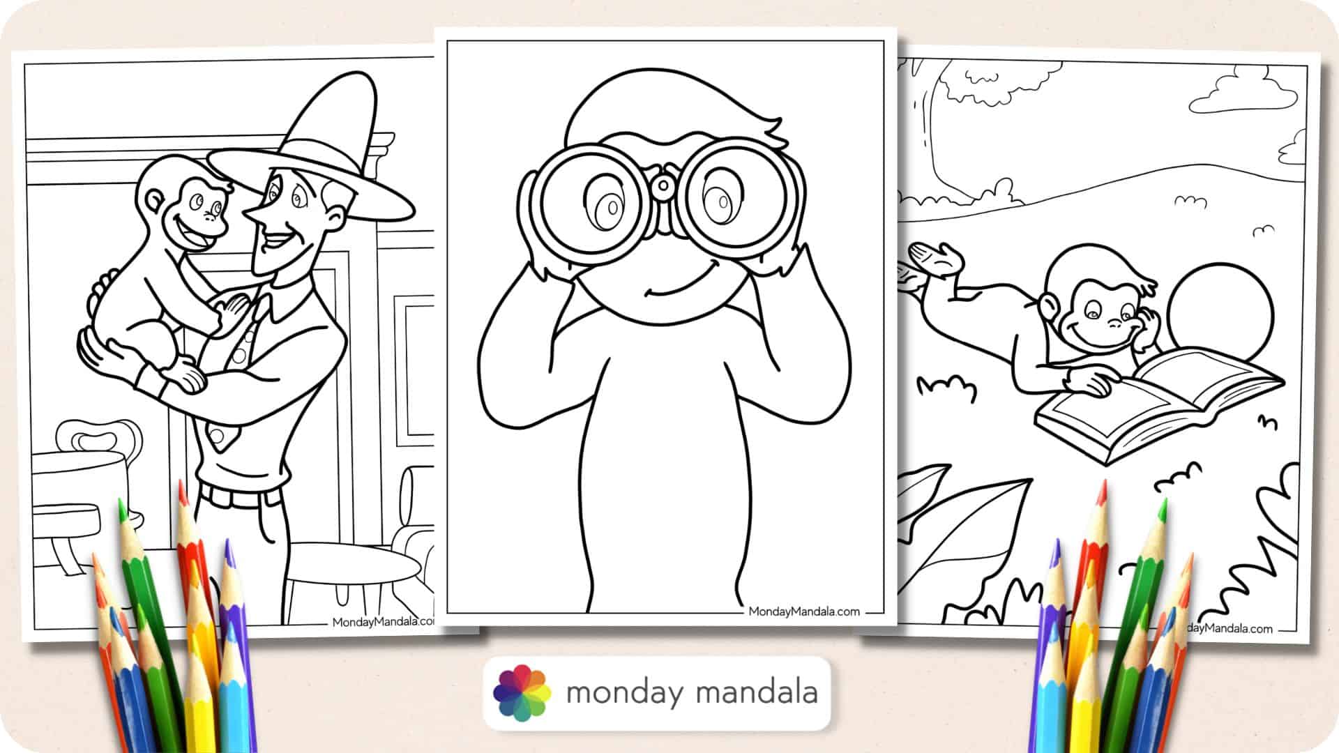 Curious george coloring pages free pdf printables