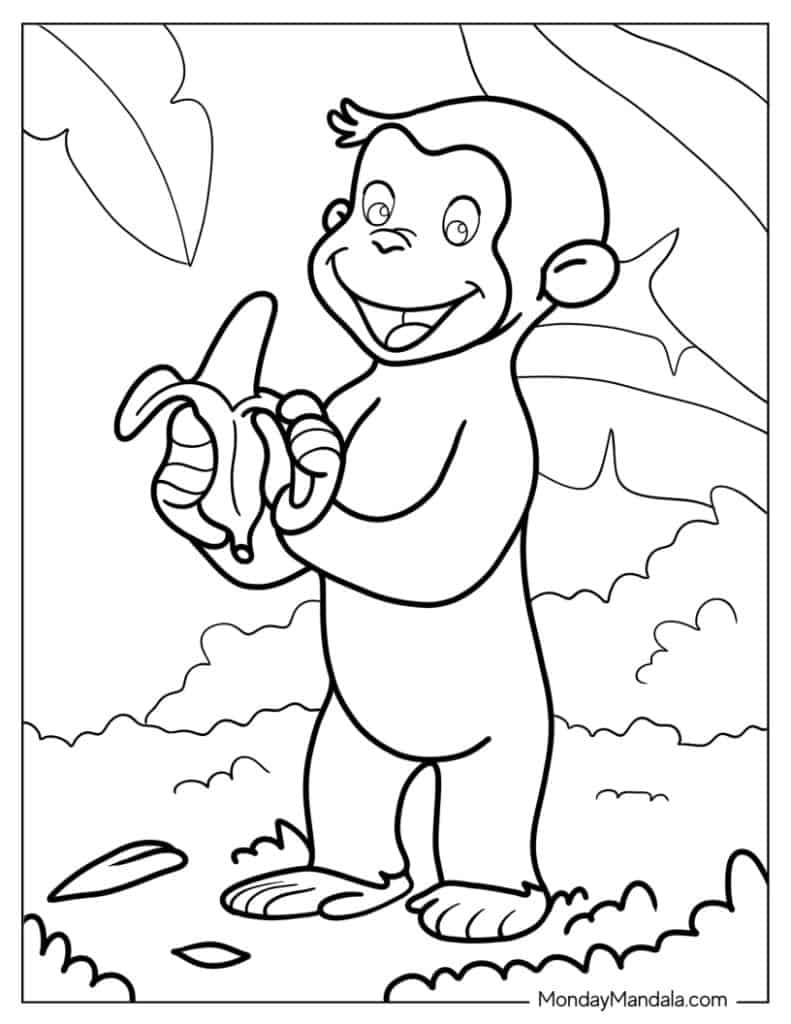 Curious george coloring pages free pdf printables