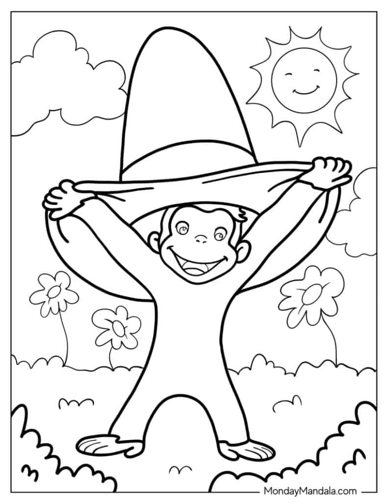 Curious george coloring pages free pdf printables