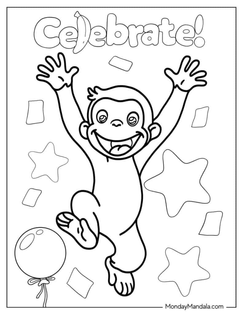 Curious george coloring pages free pdf printables