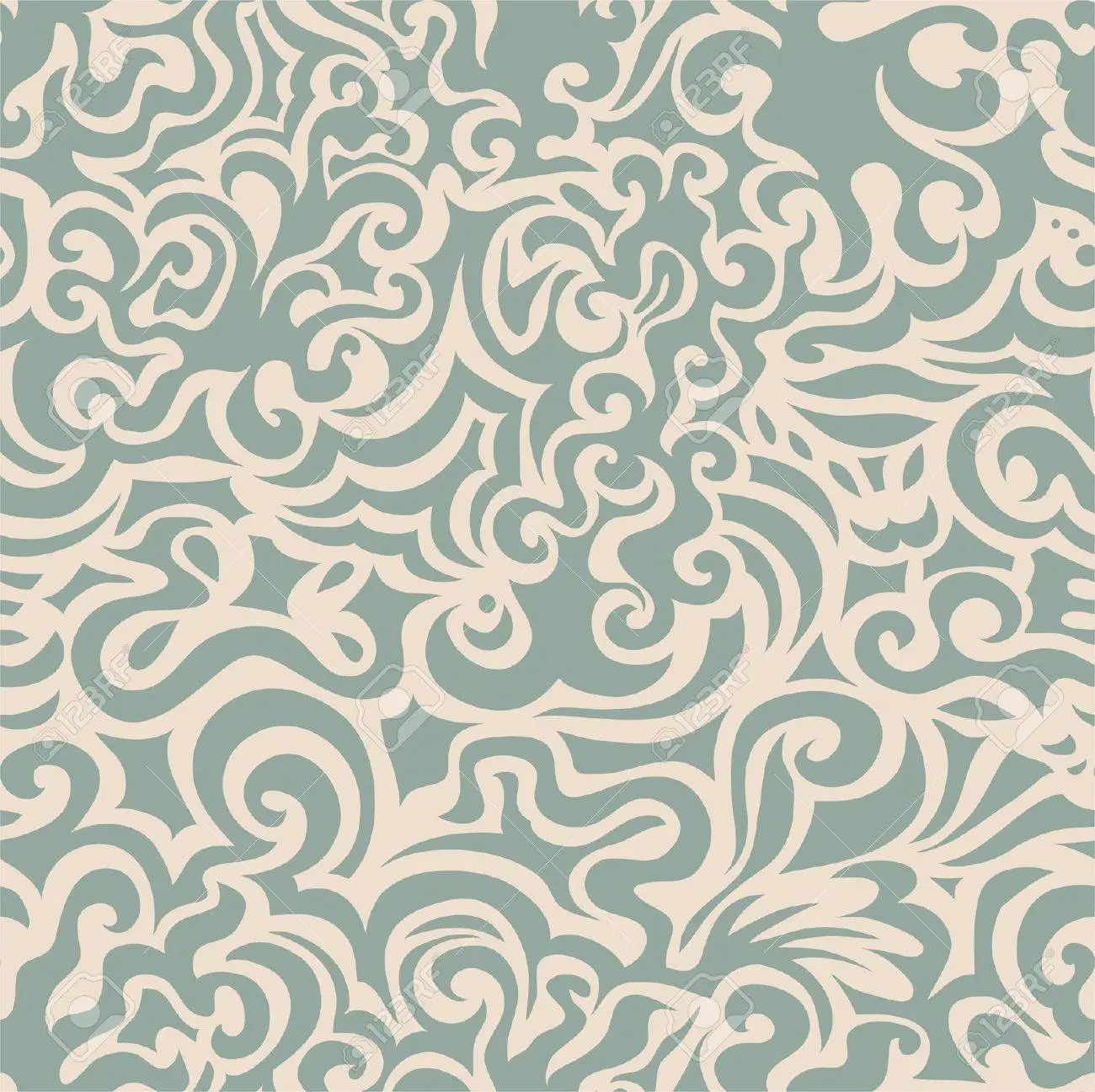 Curly blue seamless pattern may be used as background or wallpaper royalty free svg cliparts vectors and stock illustration image