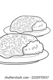 Lunch food curry rice coloring pages stock illustration