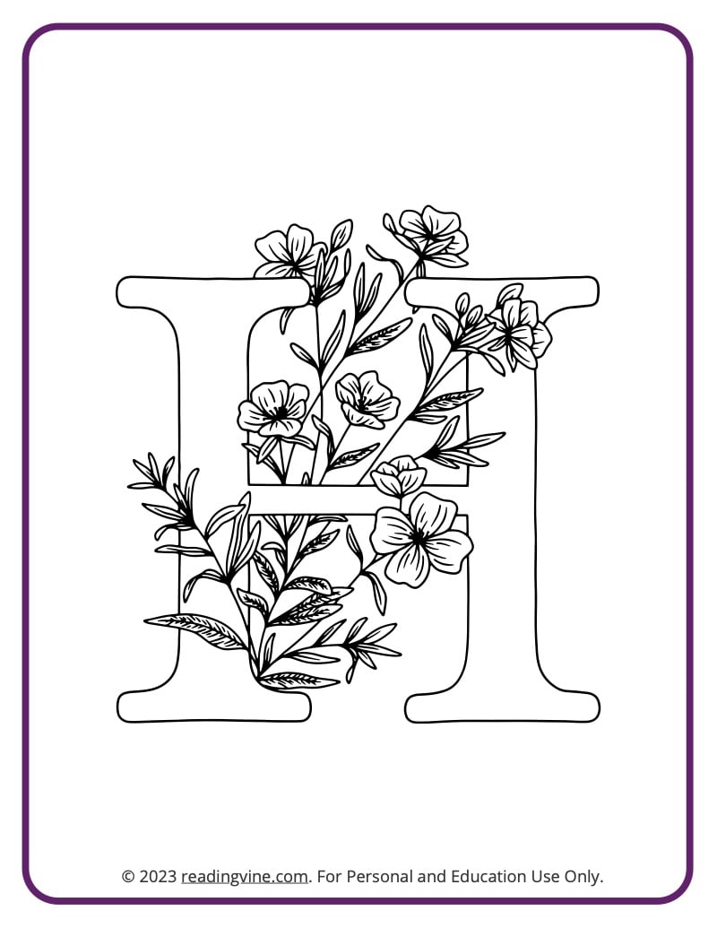 Letter h coloring pages