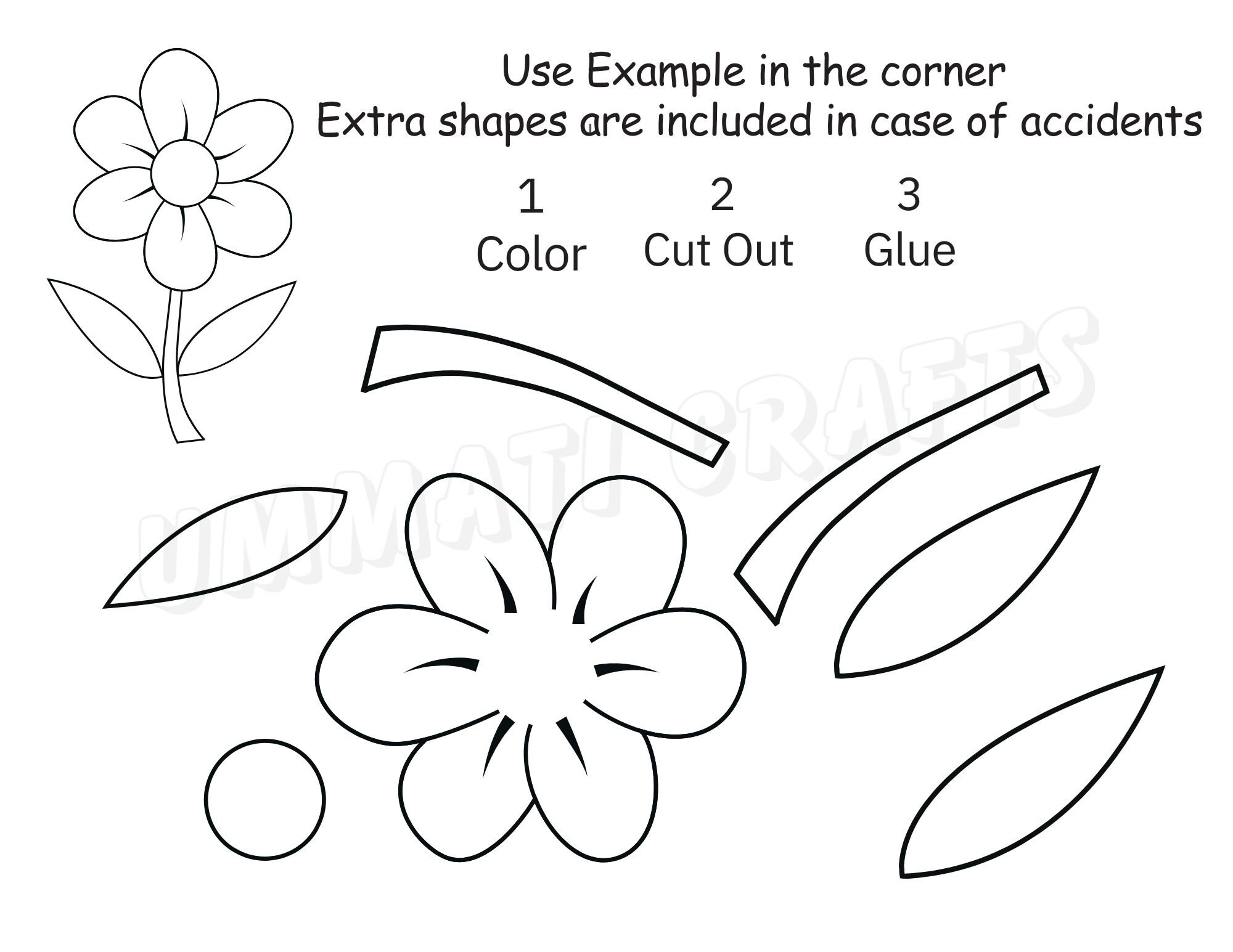 Cut and paste coloring pages kids coloring page kids activity cut and paste flower activity instant download