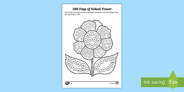 Days of school flower cut and paste differentiated activity