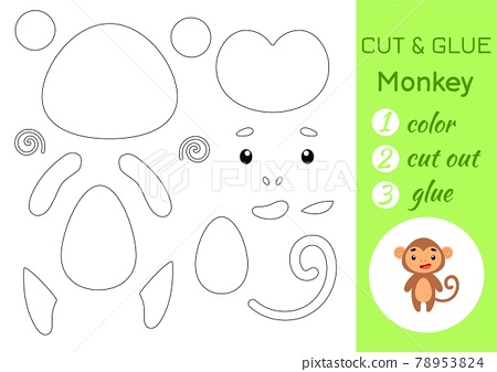Color cut and glue paper little monkey cut