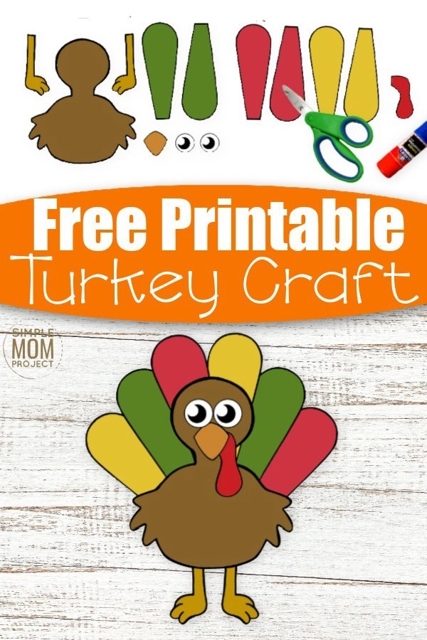 Cut and paste turkey craft for kids with free template â simple mom project