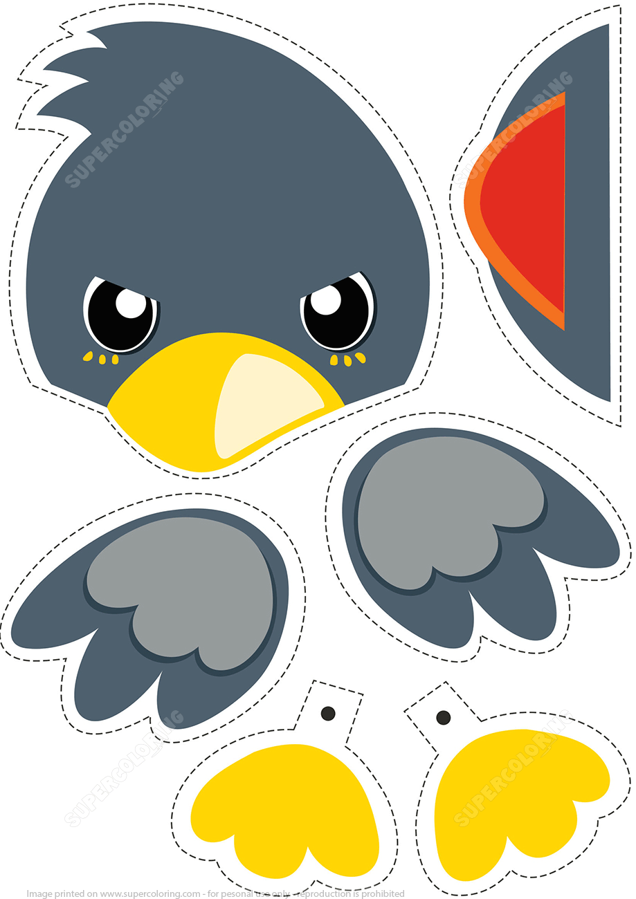 Paper bird toy to cut out and play free printable papercraft templates