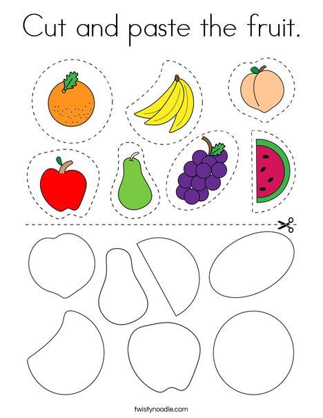 Cut and paste the fruit coloring page