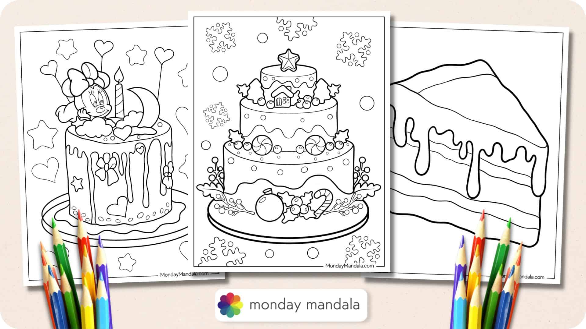 Cake coloring pages free pdf printables