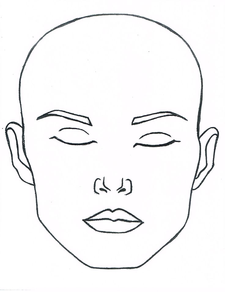 Blank closed eyes face to print and laminate or paint for menu master faces face template makeup face template face stencils
