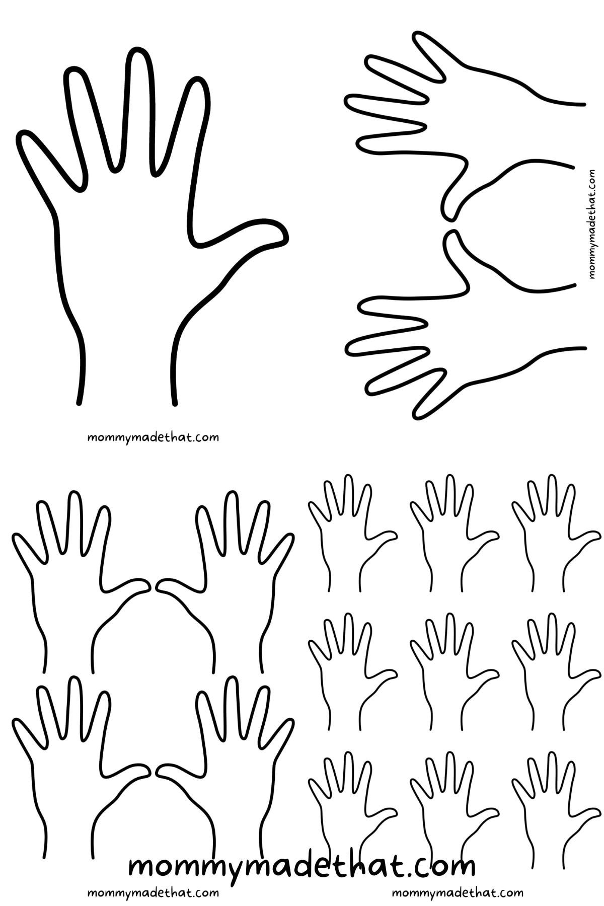 Lots of hand outlines and templates free printables