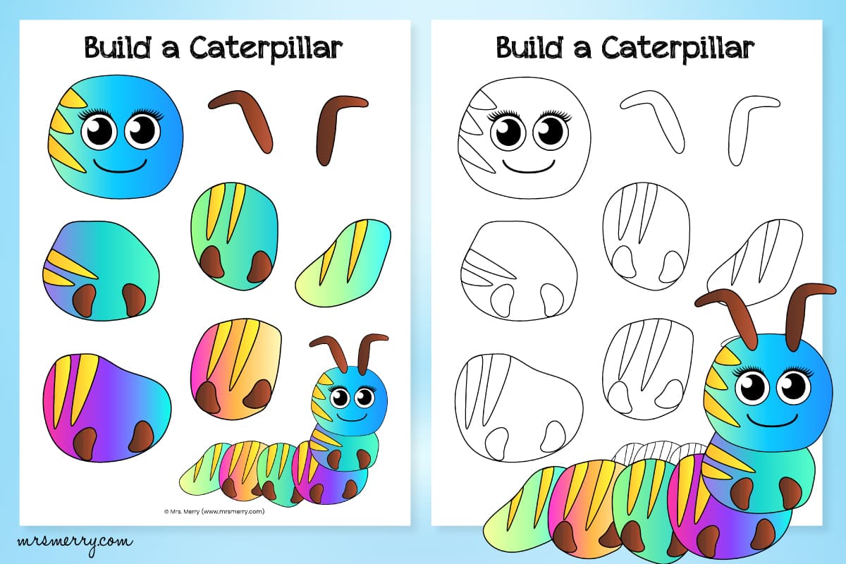 Caterpillar template craft free printable mrs merry