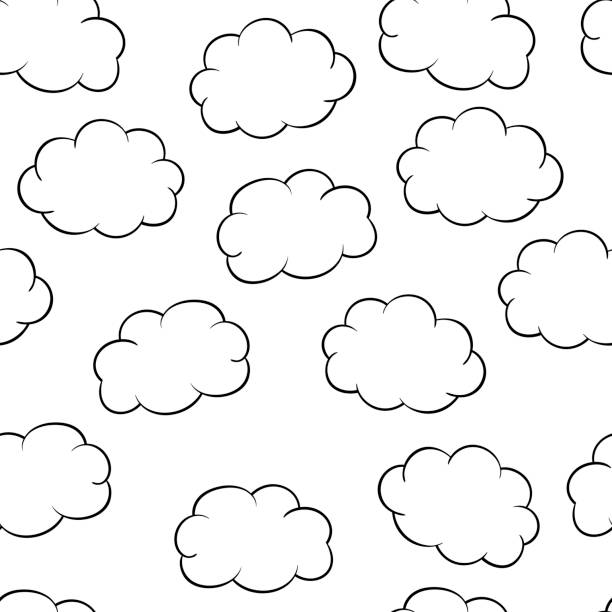 Seamless pattern with clouds coloring page stock illustration